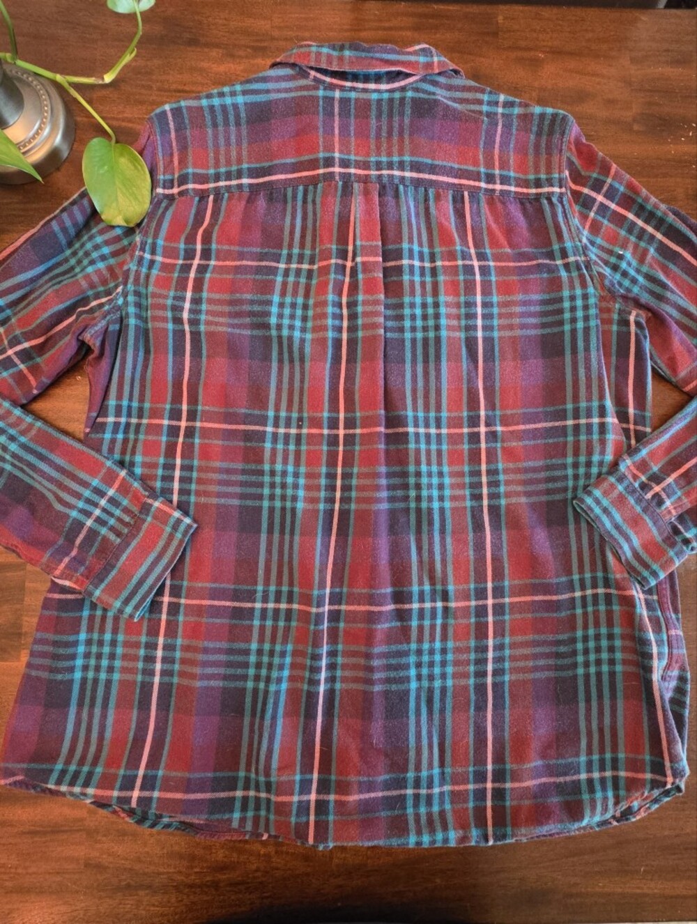 Eddie Bauer Plaid Flannel Button Down Shirt Women's Size TXL Tall XL Cozy - Picture 2 of 7